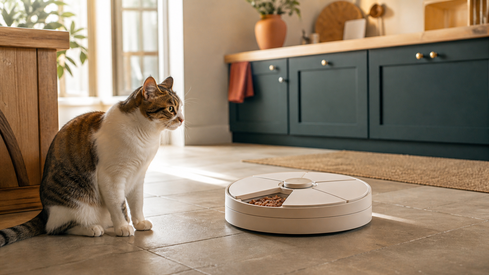 Cat Mate C500 ouvert avec ses compartiments de nourriture humide
