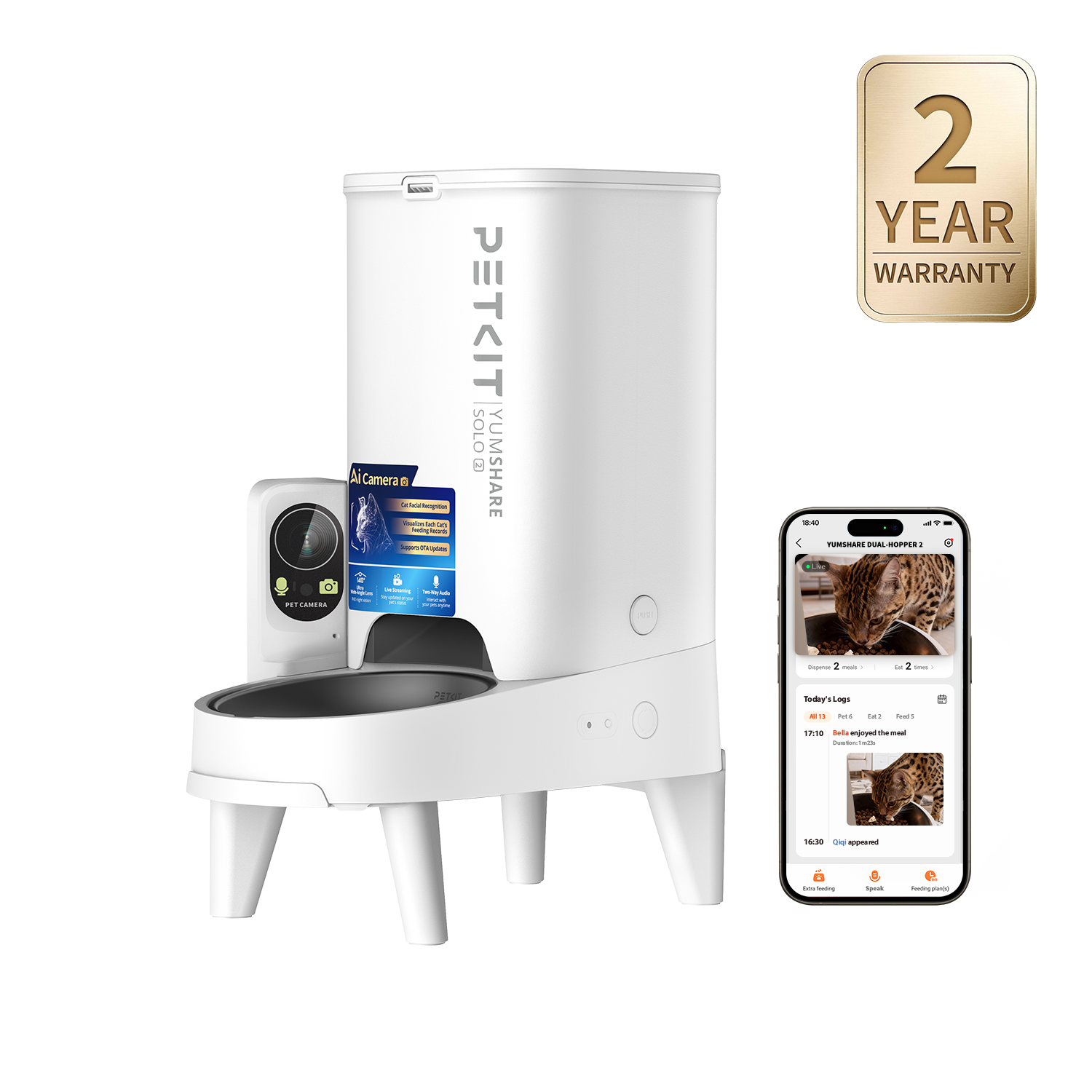 PETKIT YumShare Solo 2 P572 avec caméra et application mobile