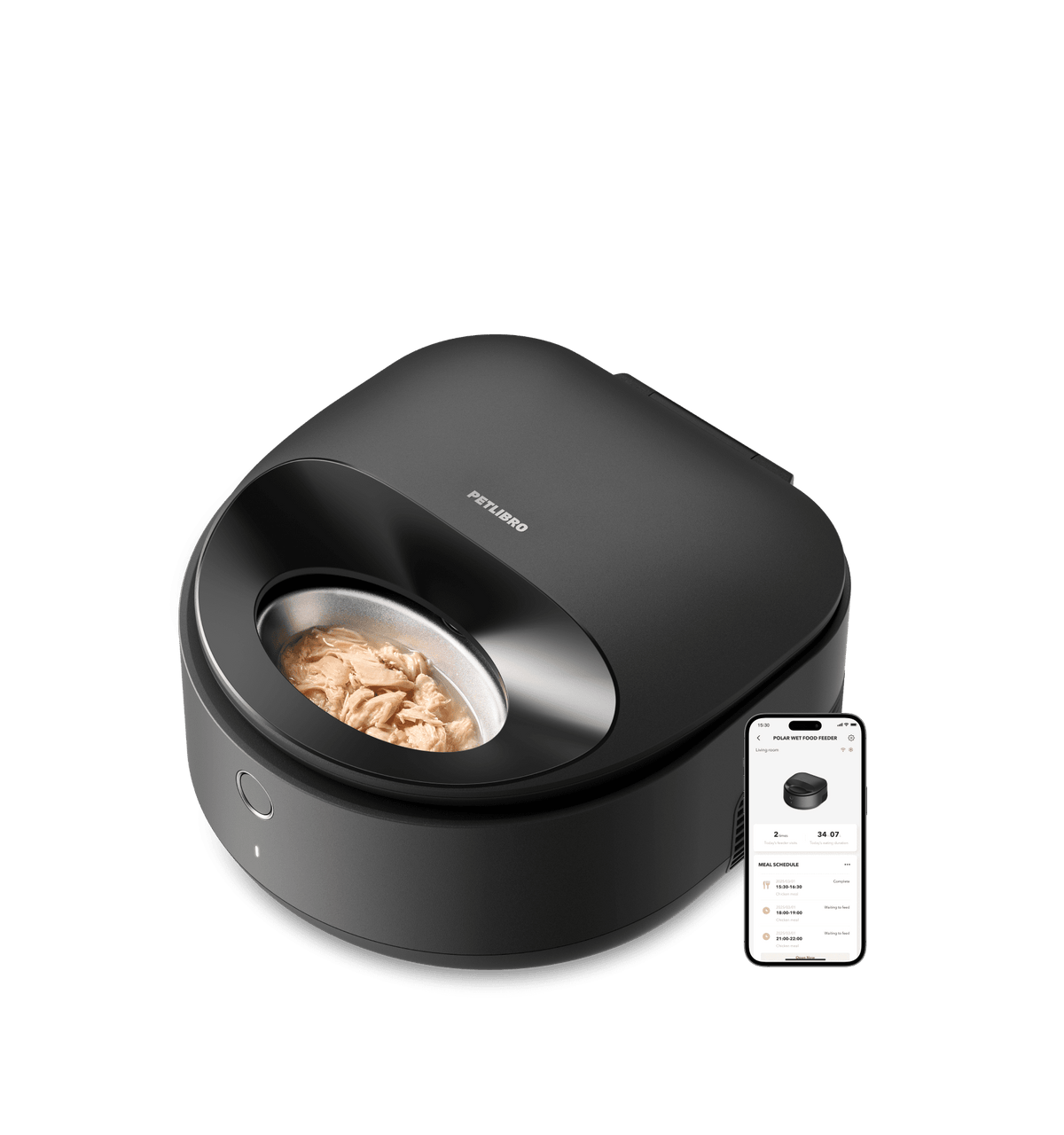 PETLIBRO Polar noir officiel avec plateau inox et application mobile